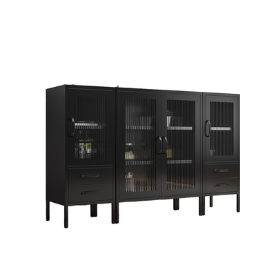 Bedroom Home Office Kitchen Glass Door Removable Shelves Metal Cabinet