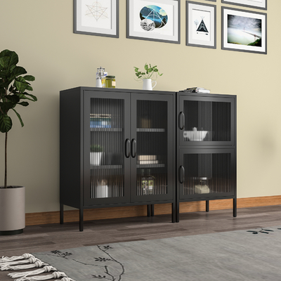 Bedroom Home Office Kitchen Glass Door Removable Shelves Metal Cabinet
