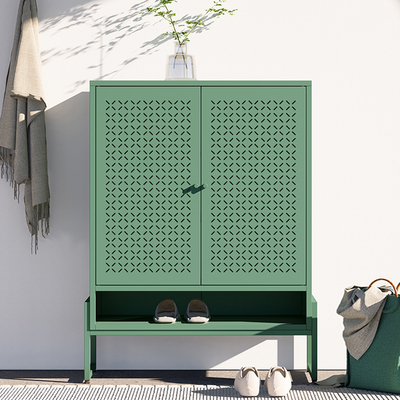 Metal Buffet Cabinet  Adjustable Storage Magnetic Door Lock Multi-Purpose Steel Sideboard for Home