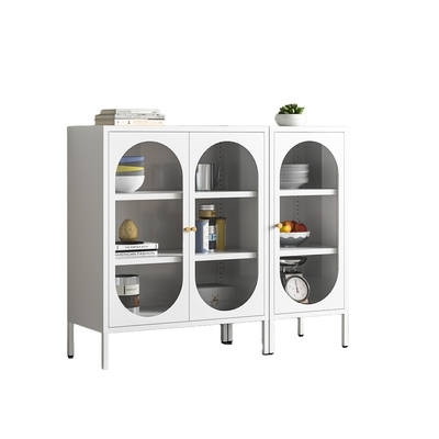 Living Room Durable Multipurpose Metal Cabinet Glass Door Side Board Storage Cabinet