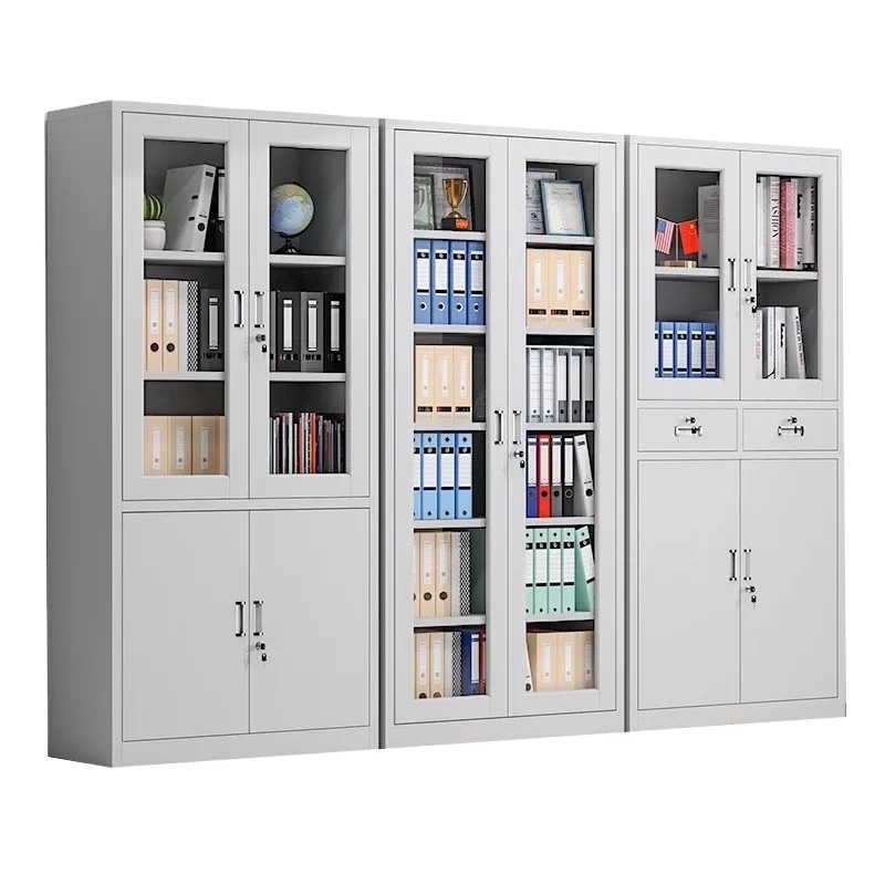 4 Door Free Standing Filing Cabinet Cupboard Storage Cabinet Stalinite Showcase Locking File Organizer for Office Pantry Garage