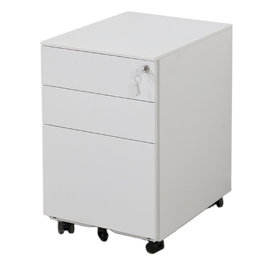 Modern 3-Drawer Steel Office Furniture Mobile Pedestal File Cabinet Key Lock Schools Living Room Warehouse Workshop Hotel