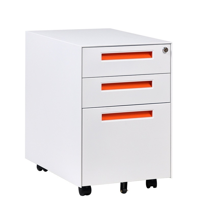Adjustable 3-Drawer Metal Mobile File Cabinet Movable Pedestal Printer Stand A4 Size Home Office Activity Storage Folder