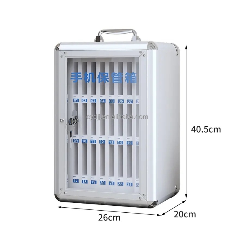 Aluminum Alloy  Phone Locker Wall Mounted Cell Phone Storage Cabinet 24cells  Portable Student Employee Gym School