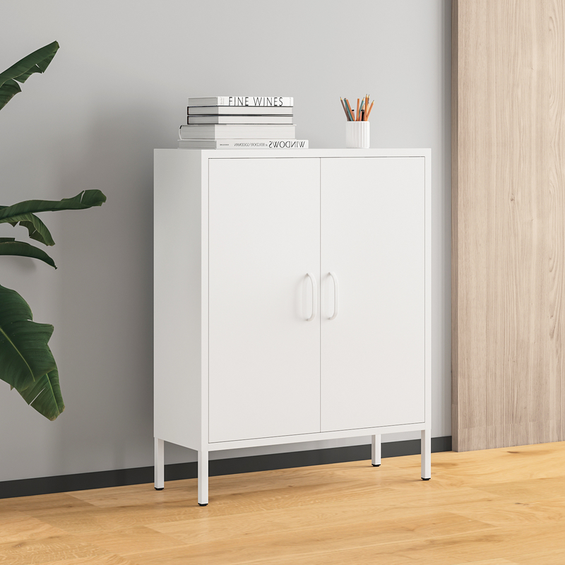 Modern Ultra-Thin Metal Sideboard Buffet Cabinet With 2 Steel Doors Dining Room Furniture for Home Use Living Bedroom Storage