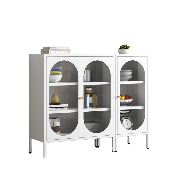 Living Room Durable Multipurpose Metal Cabinet Glass Door Side Board Storage Cabinet